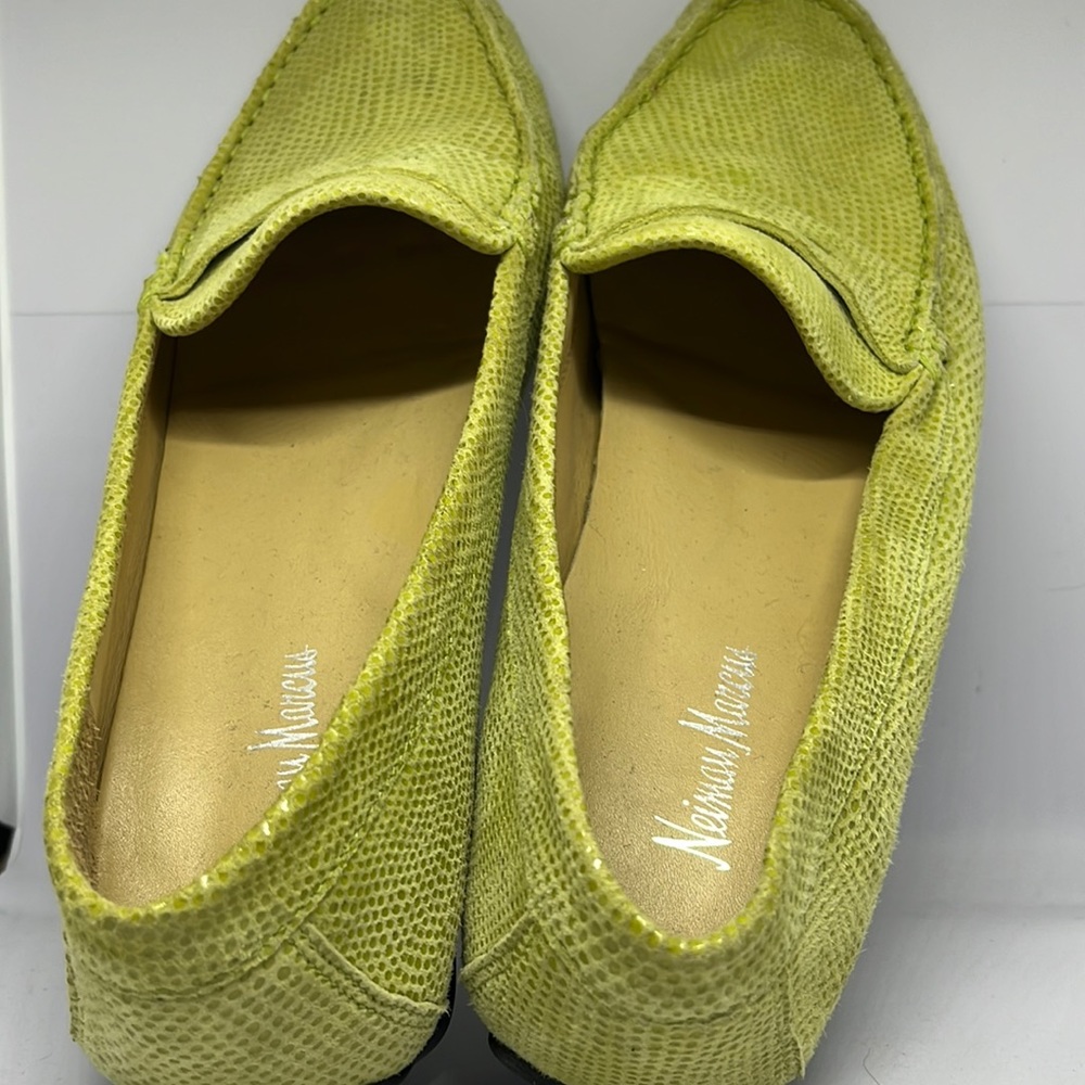 Neiman Marcus green driving Mocs shoes